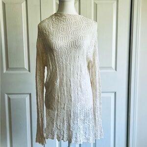 Anthropology One Girl Who Elegant White Silk Lace Tunic